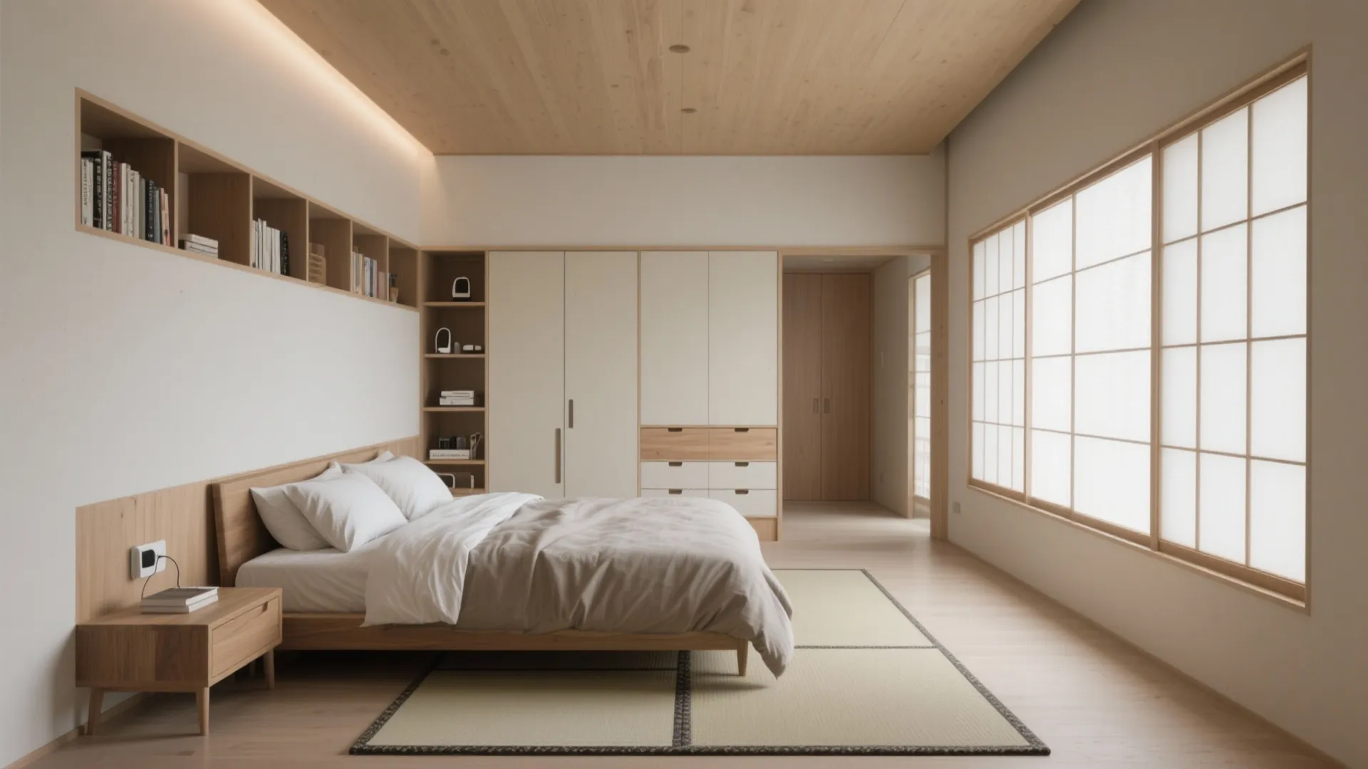 Tips 3: 主寝室は“枕元140mm”の細収納で縦長の弱点を逆手に（动线规划）