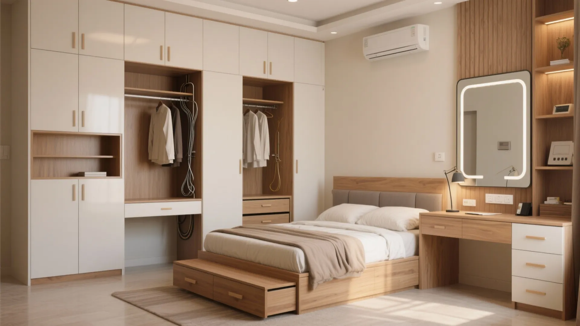Smart storage in bedrooms and bathrooms