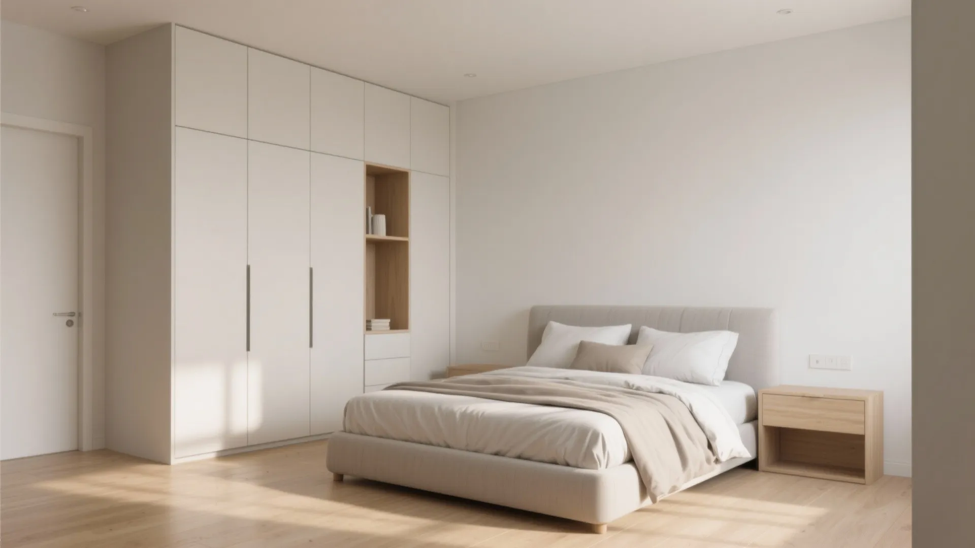 Minimalist storage walls for calmer bedrooms