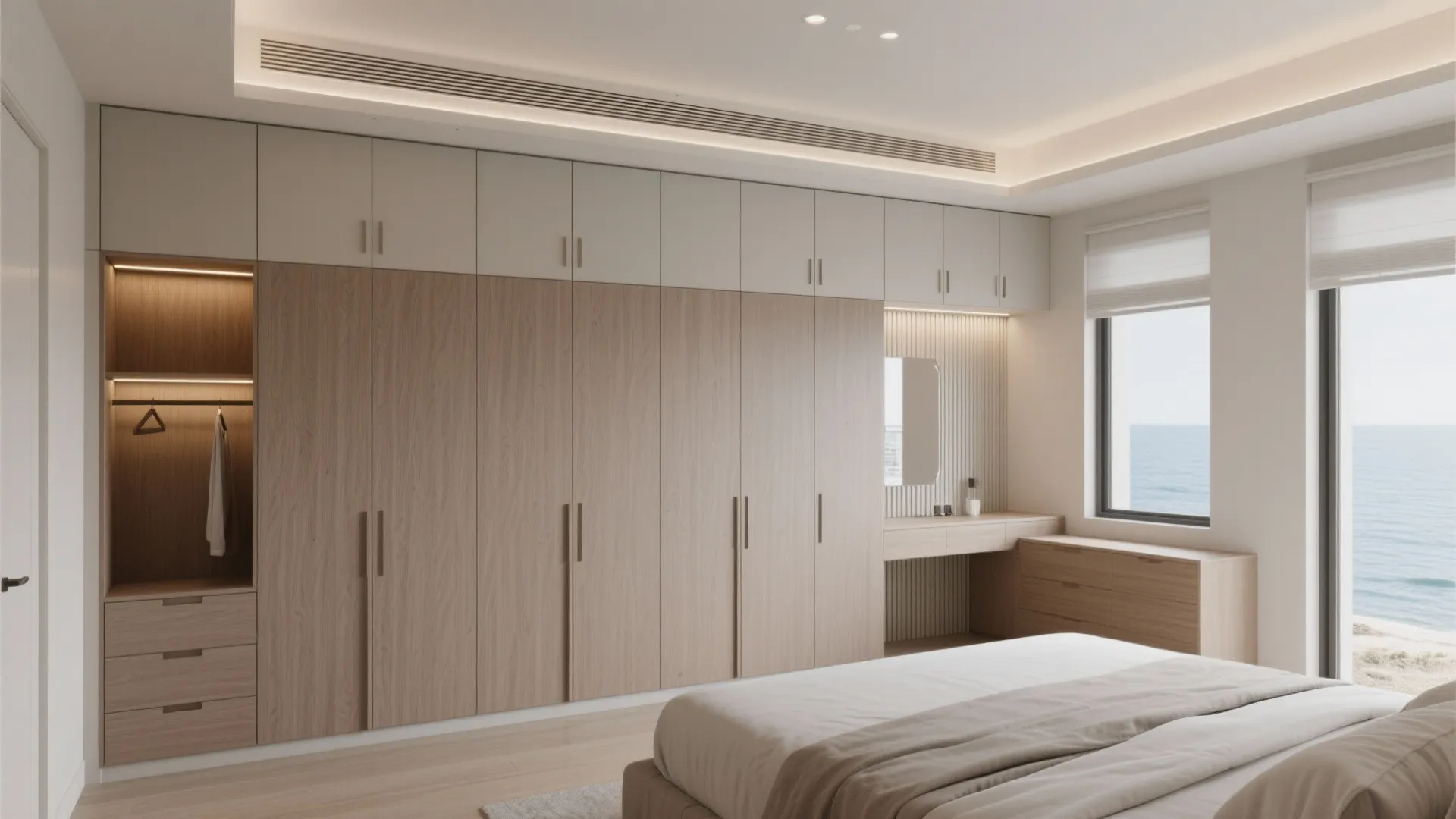 Smart storage walls in the bedrooms
