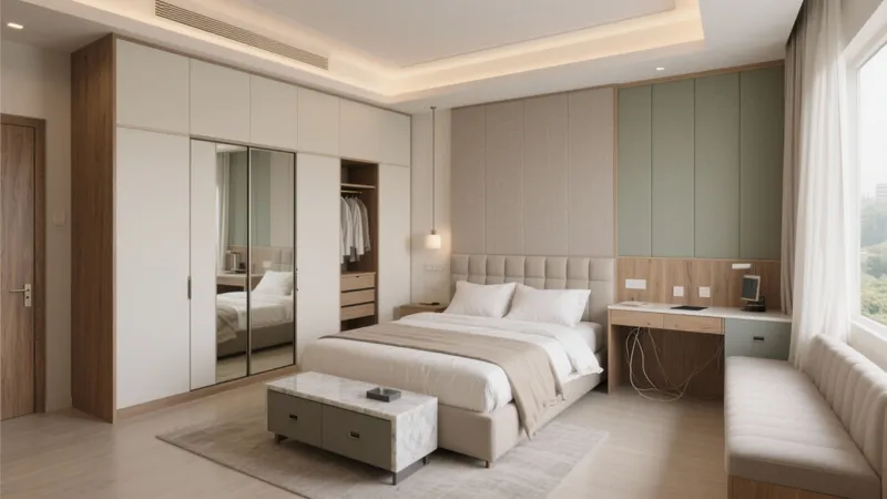 Modern Bedroom Design with Soft Neutrals and Smart Storage