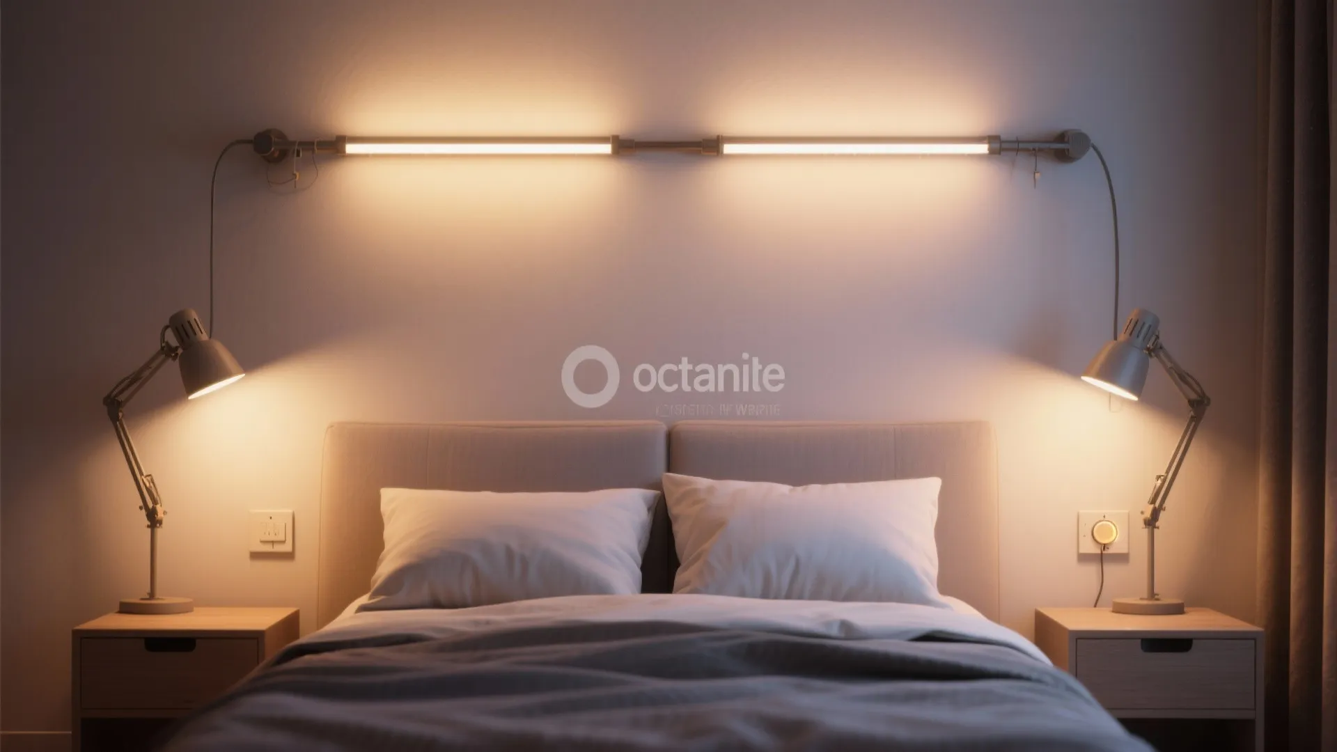 5. Track-integrated reading lights for bedroom walls