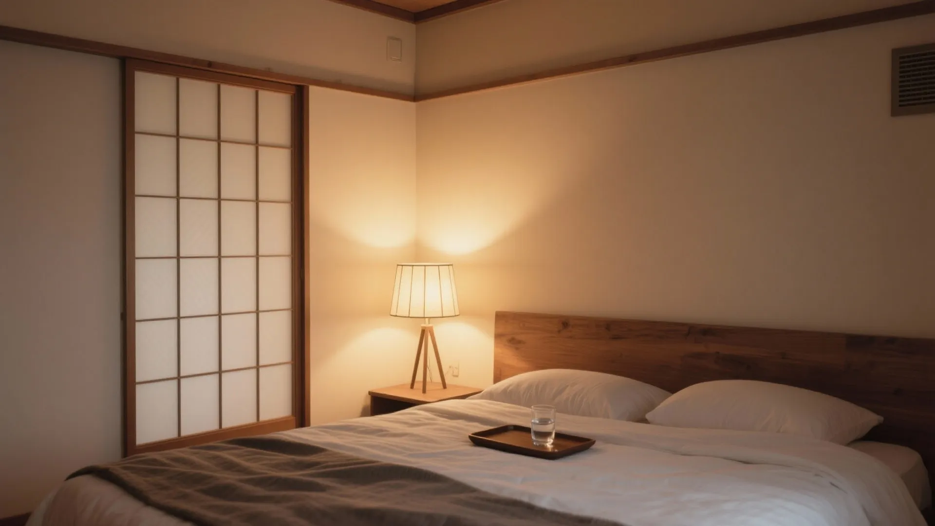 Tips 4: 寝室は“境界の温度”を整える（日式风格の照明と素材）
