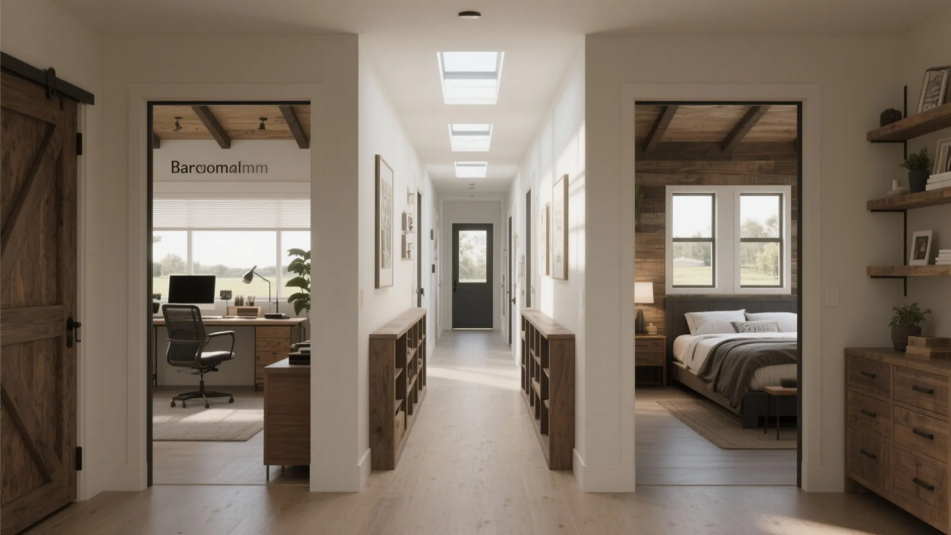 3. Flexible bedroom wings for guests and work