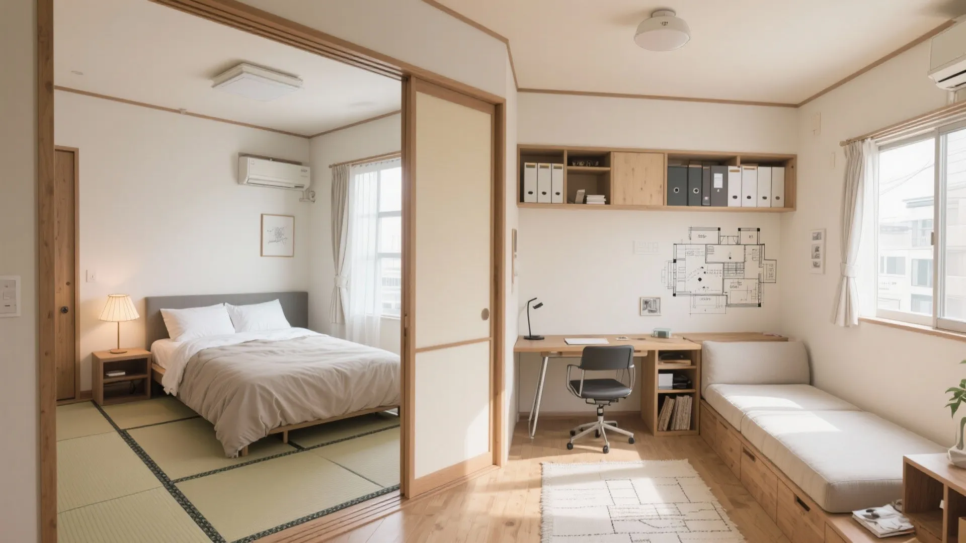 Tips 2: 2つの個室を“機能対比”で分ける（東京小戸型×収納技巧）