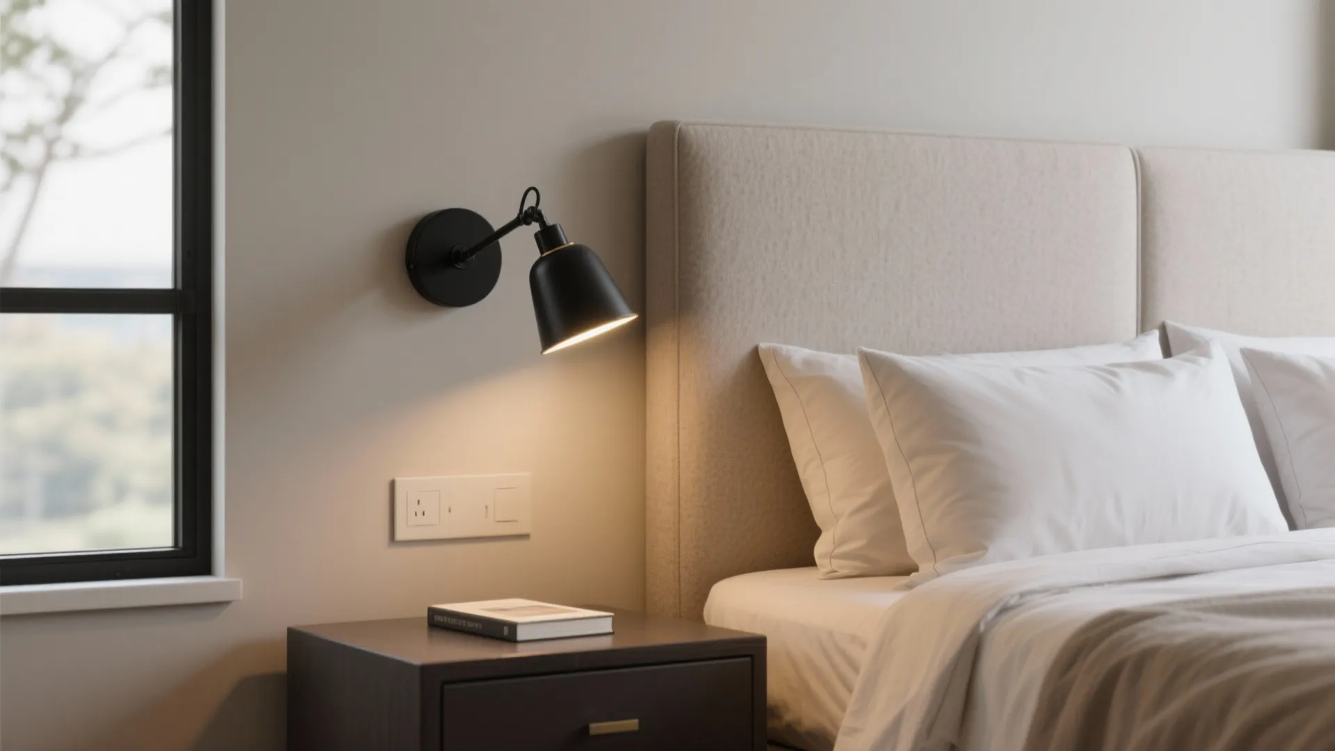 1. Matte black adjustable arm sconces for bedside