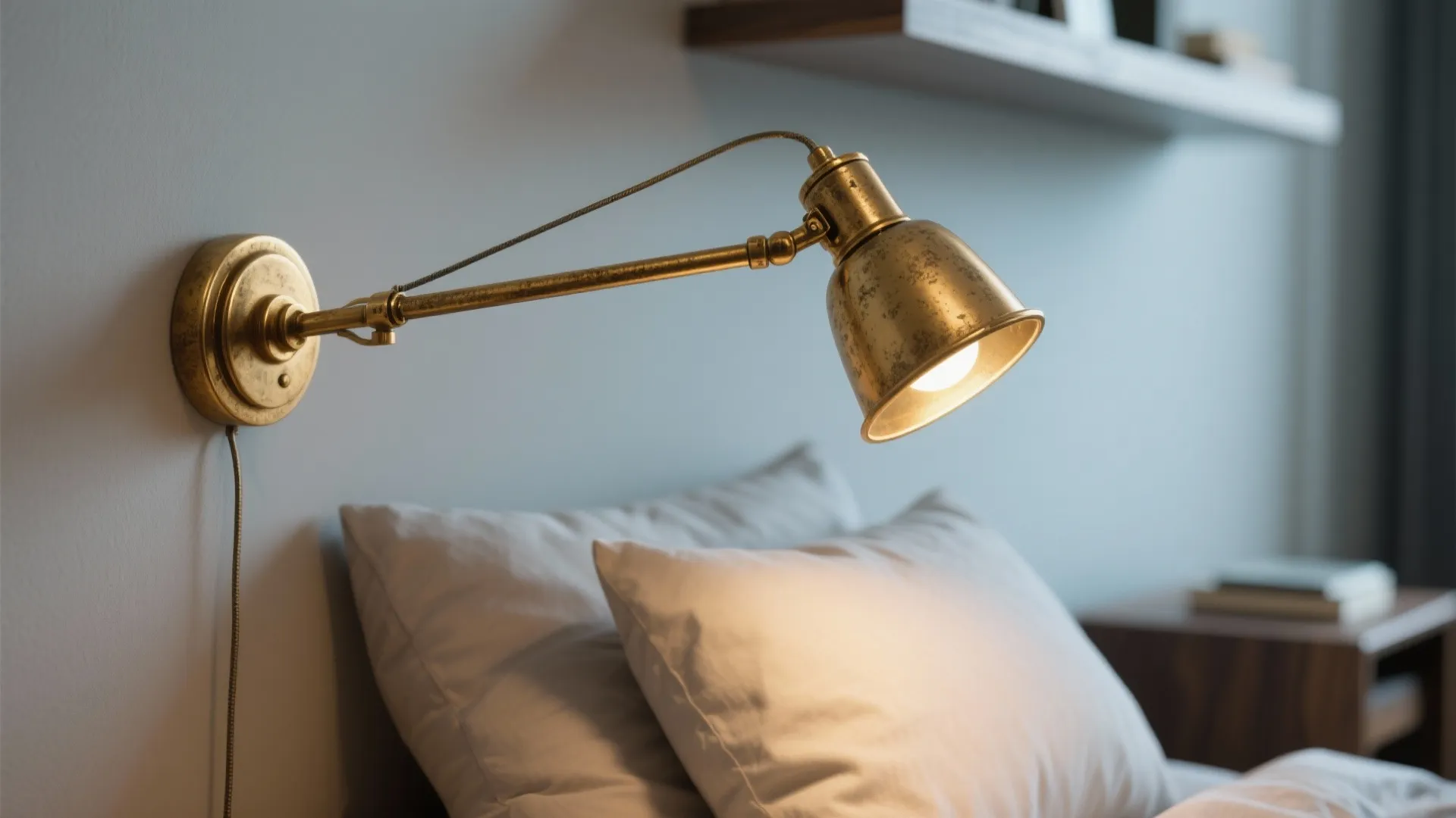 1. Bedside reading nook with adjustable reach