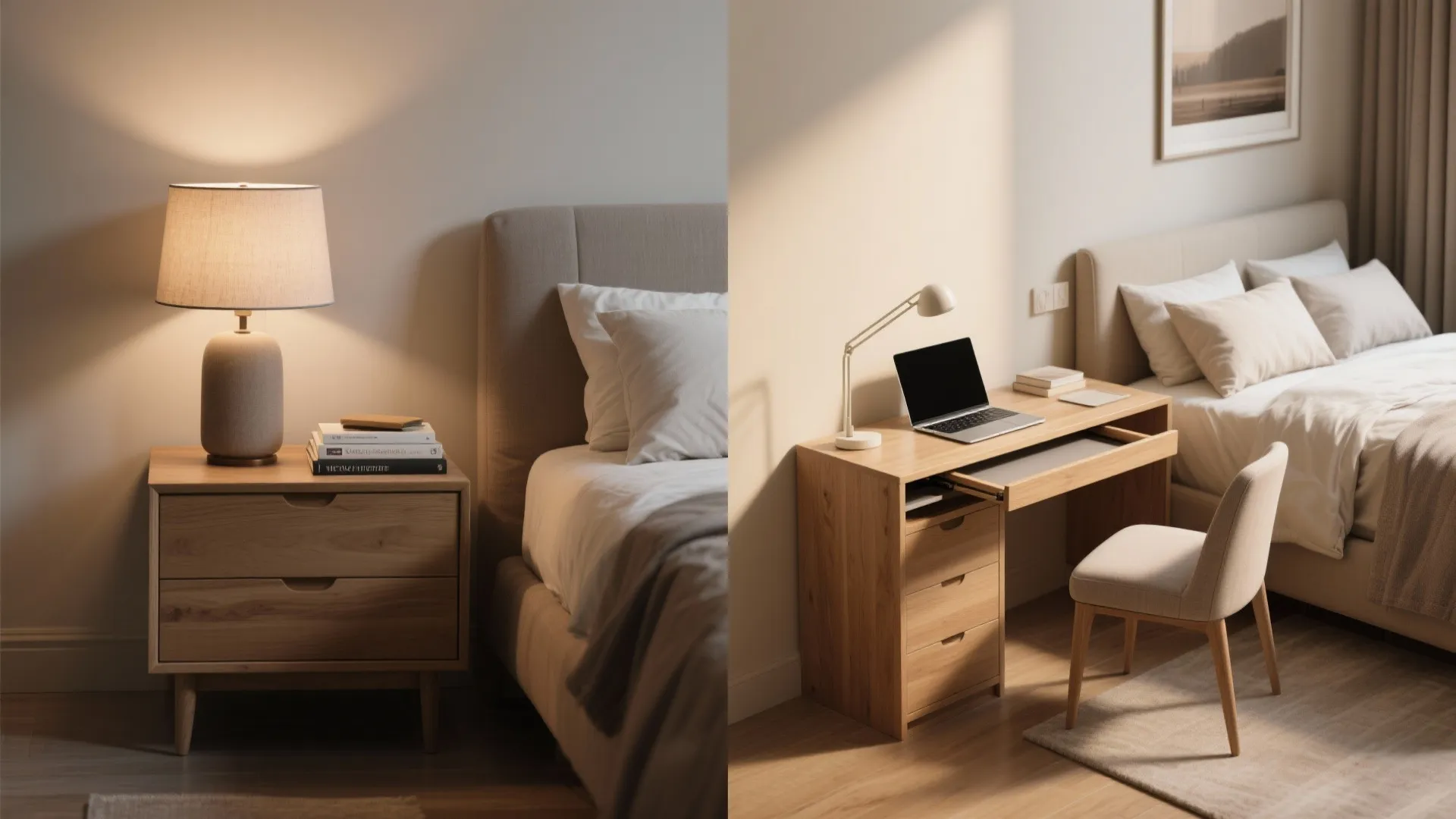 3. Bedside desk that doubles as nightstand