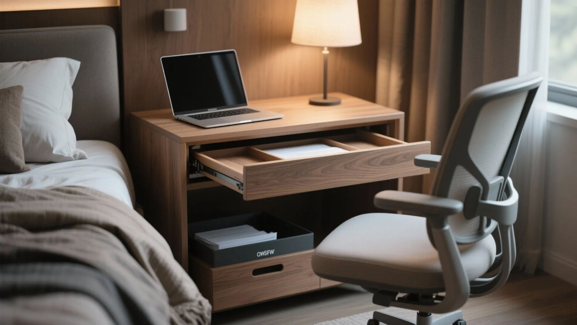 4. Bedside Desk and Multi-Function Surfaces