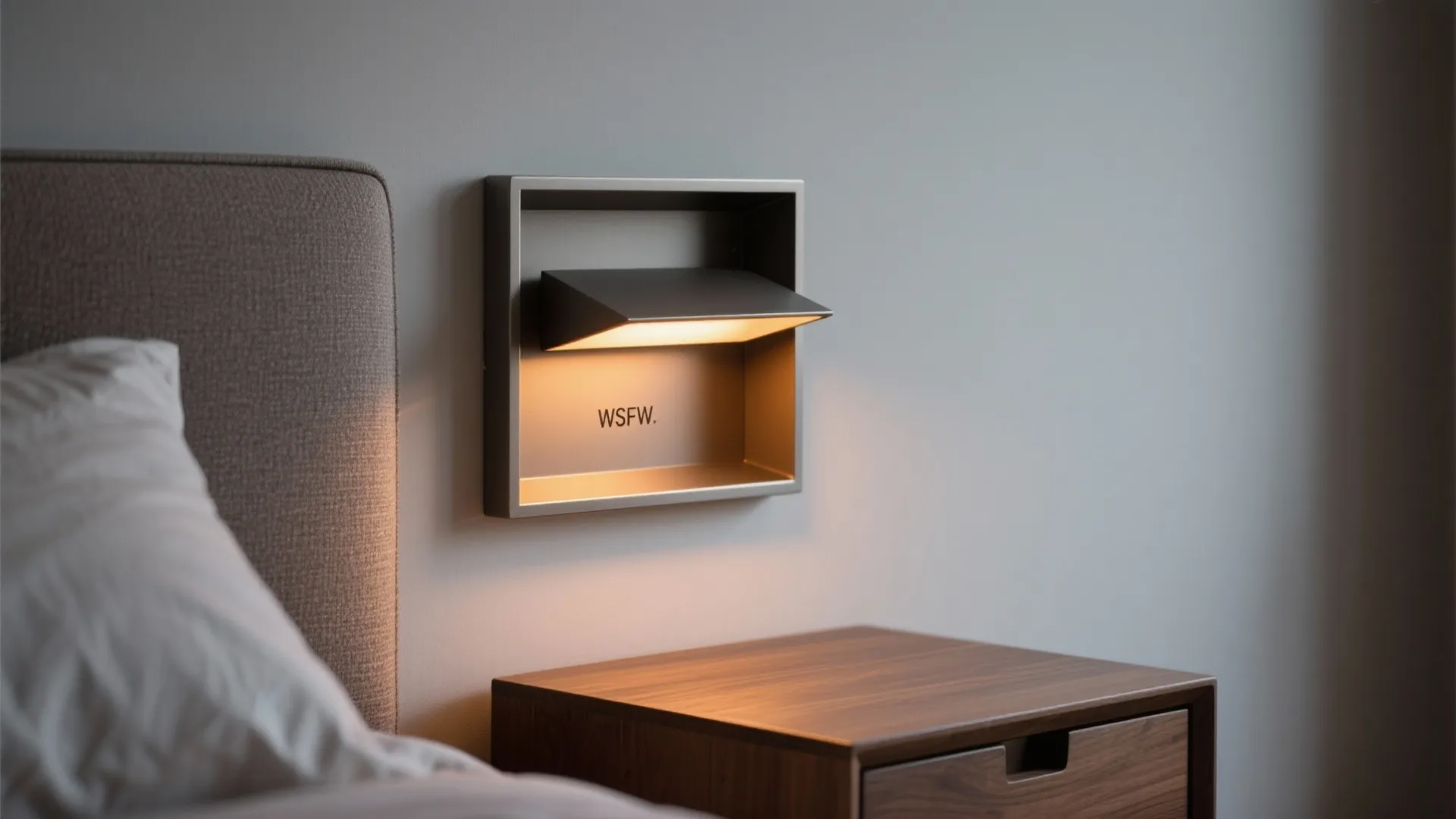 2) Recessed bedside wall lights that declutter the nightstand