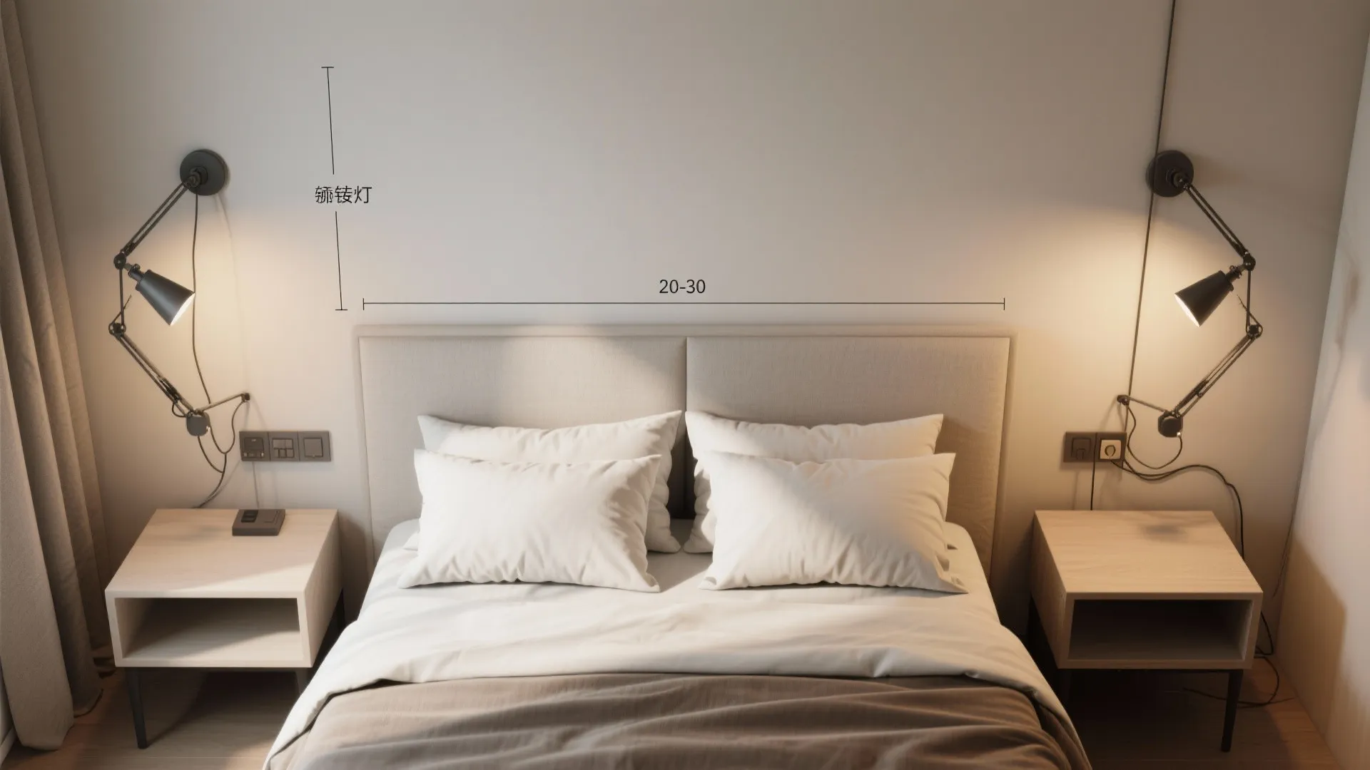 Bedside lighting: pivoting sconces over table lamps