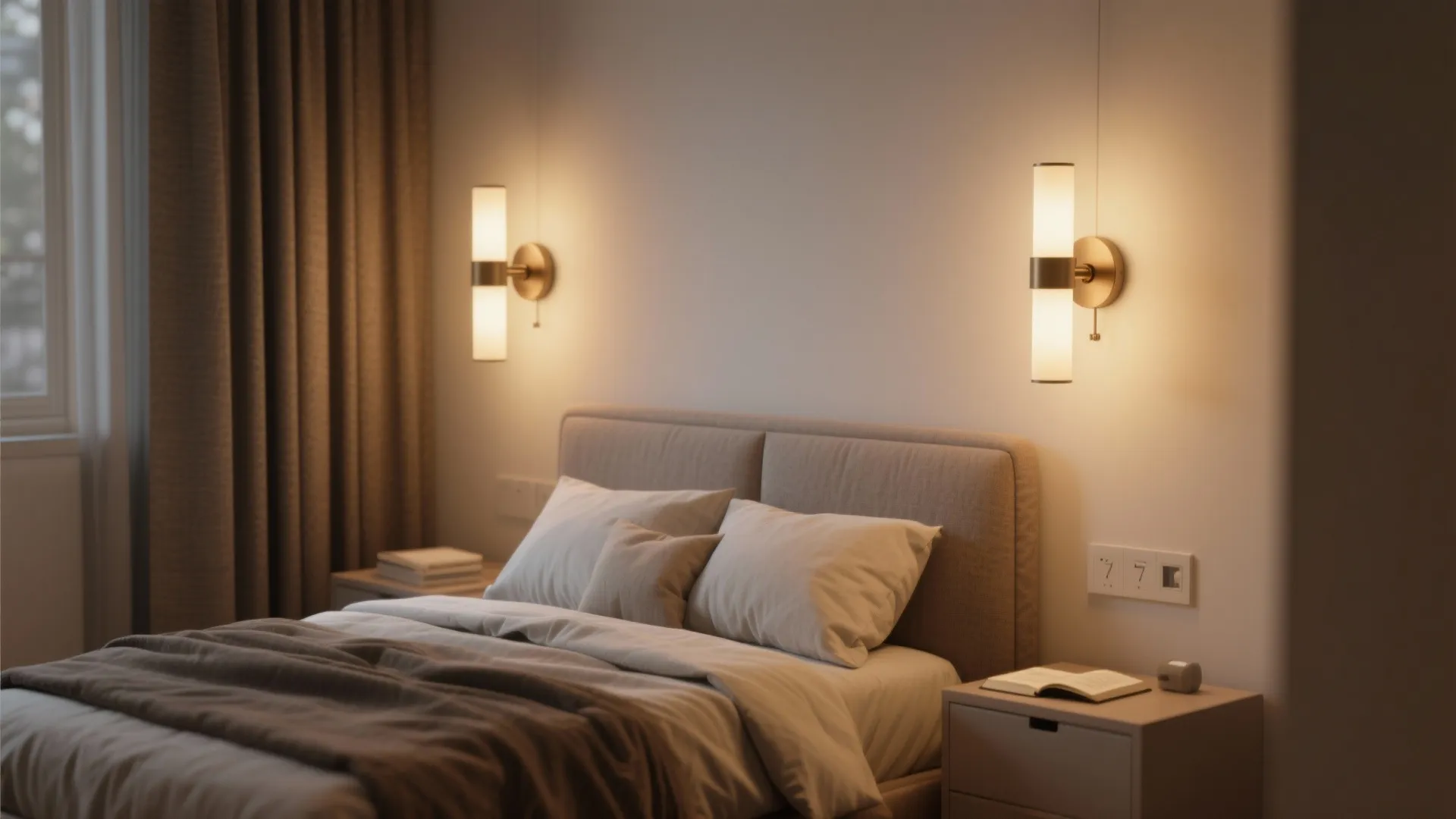 2. Bedside dual sconces for small bedrooms