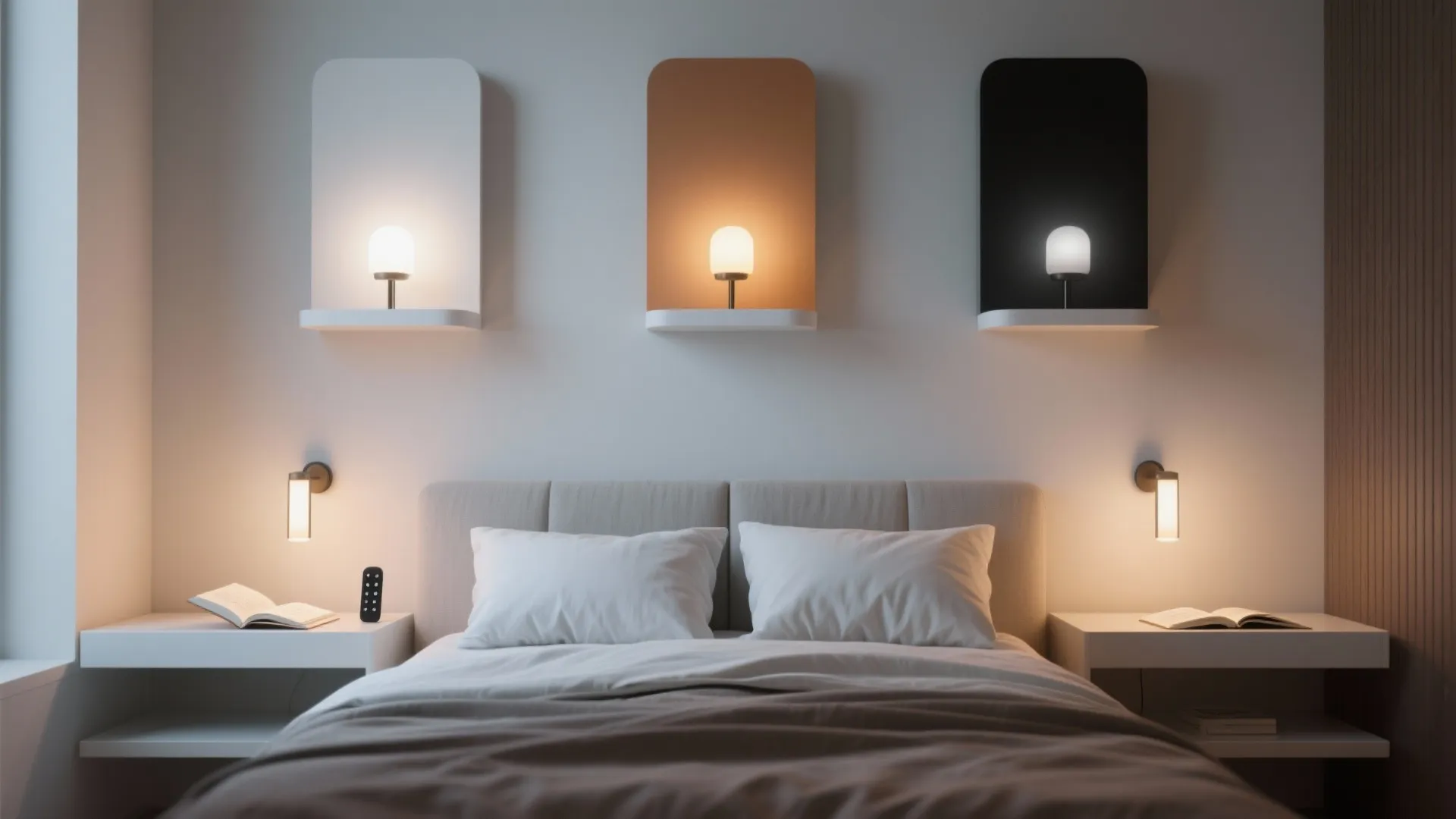 2. Bedside Floating Sconces with Scene Presets