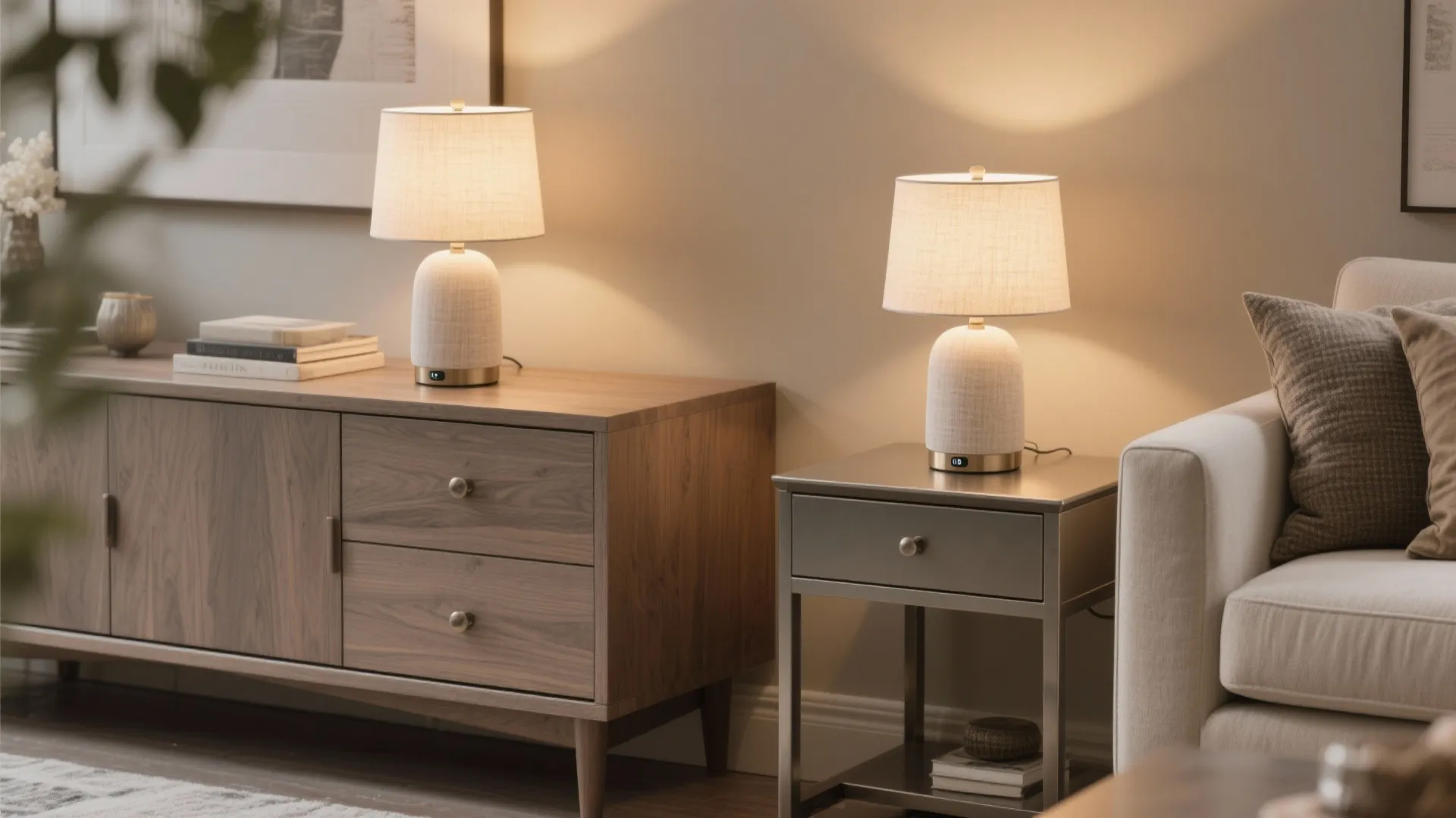 Portable bedside-style lamps as movable décor