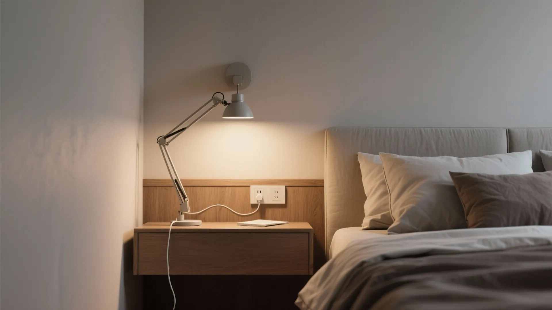 1. Bedside swing-arm sconce for tiny bedrooms
