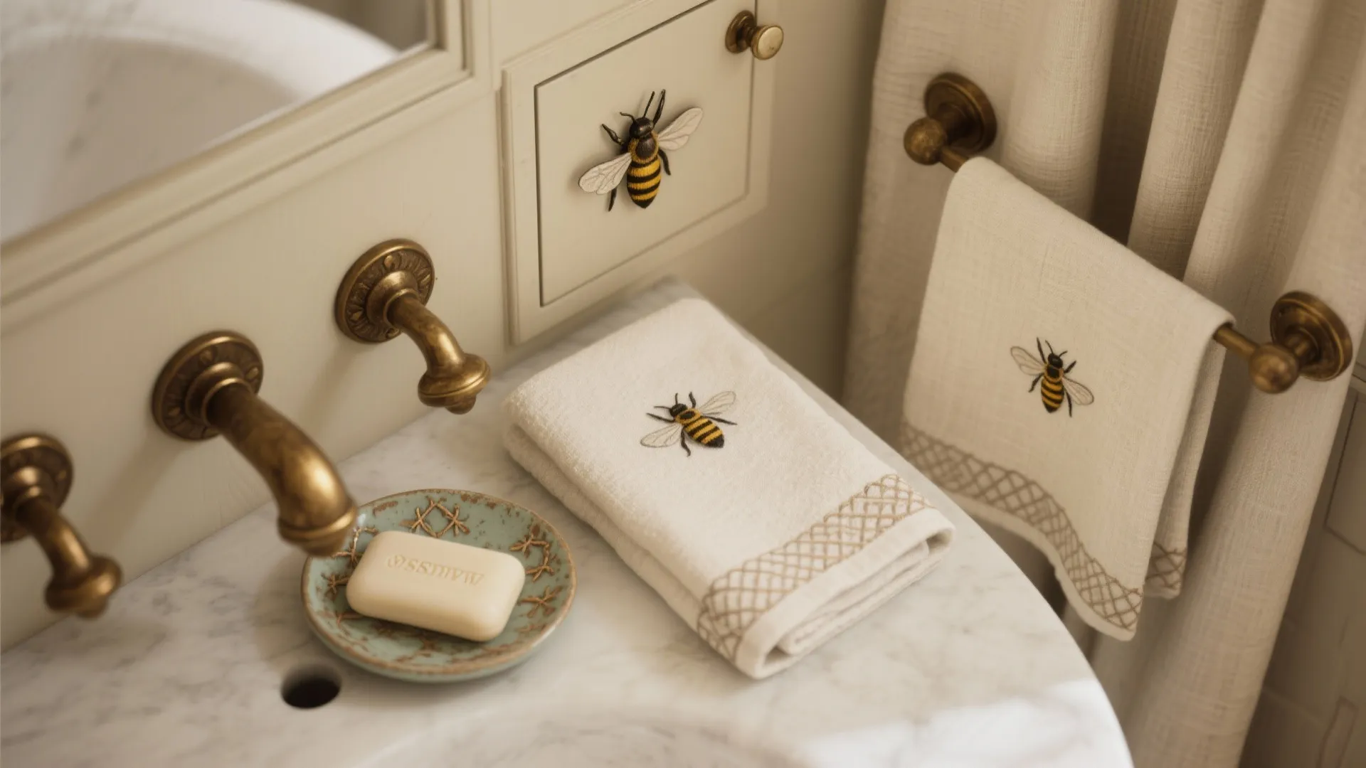 2. Subtle Bee Accents: Hardware and Textiles
