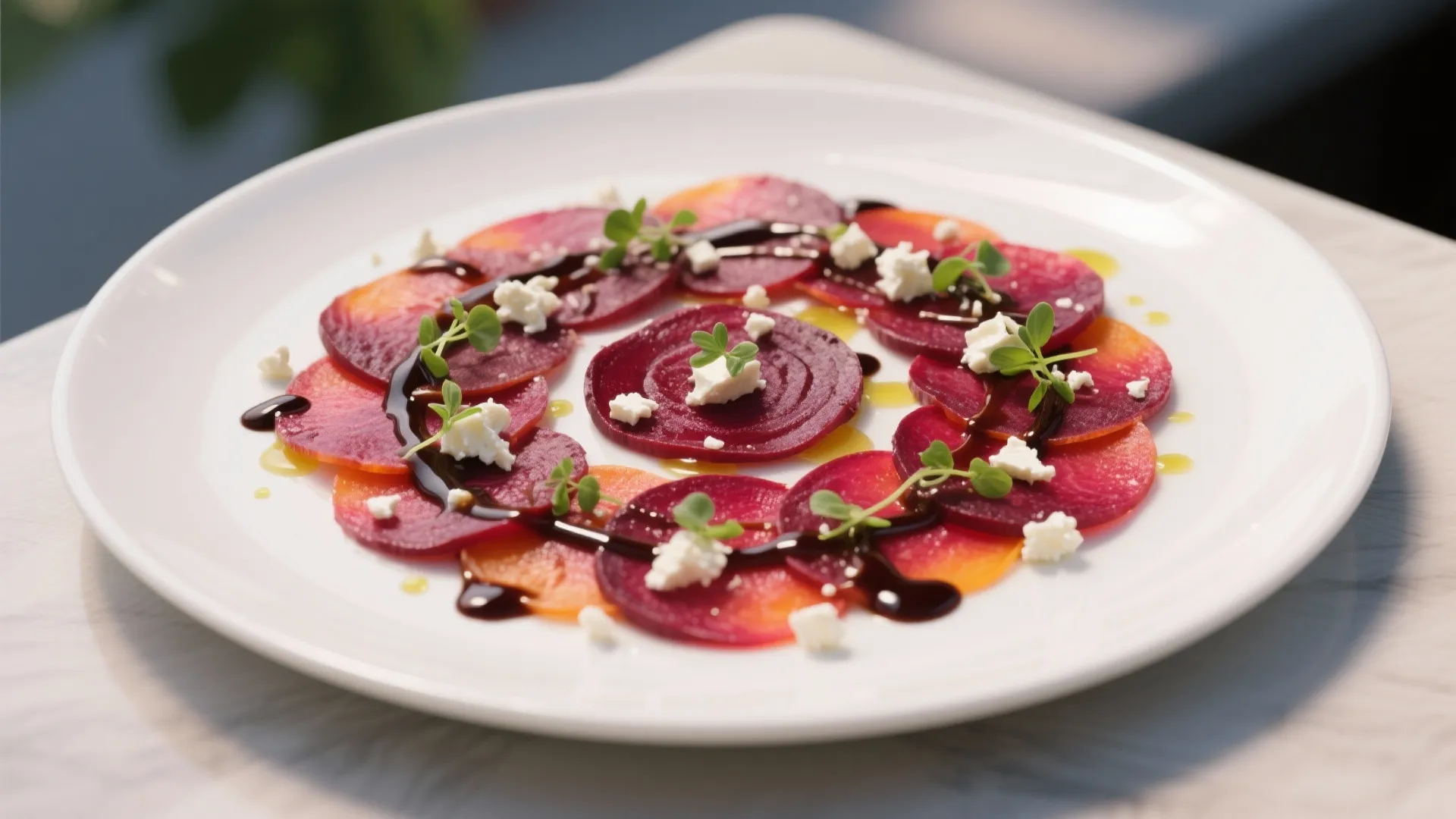 3. Beetroot Carpaccio with Goat Cheese Crumble