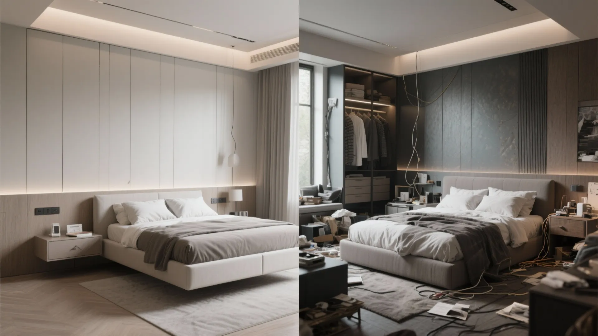 Invisible Storage & Floating Bed: Clean Lines, Big Impact