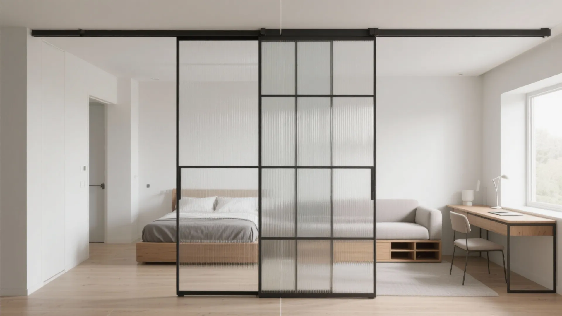 Flexible furniture and sliding partitions for multi-use living