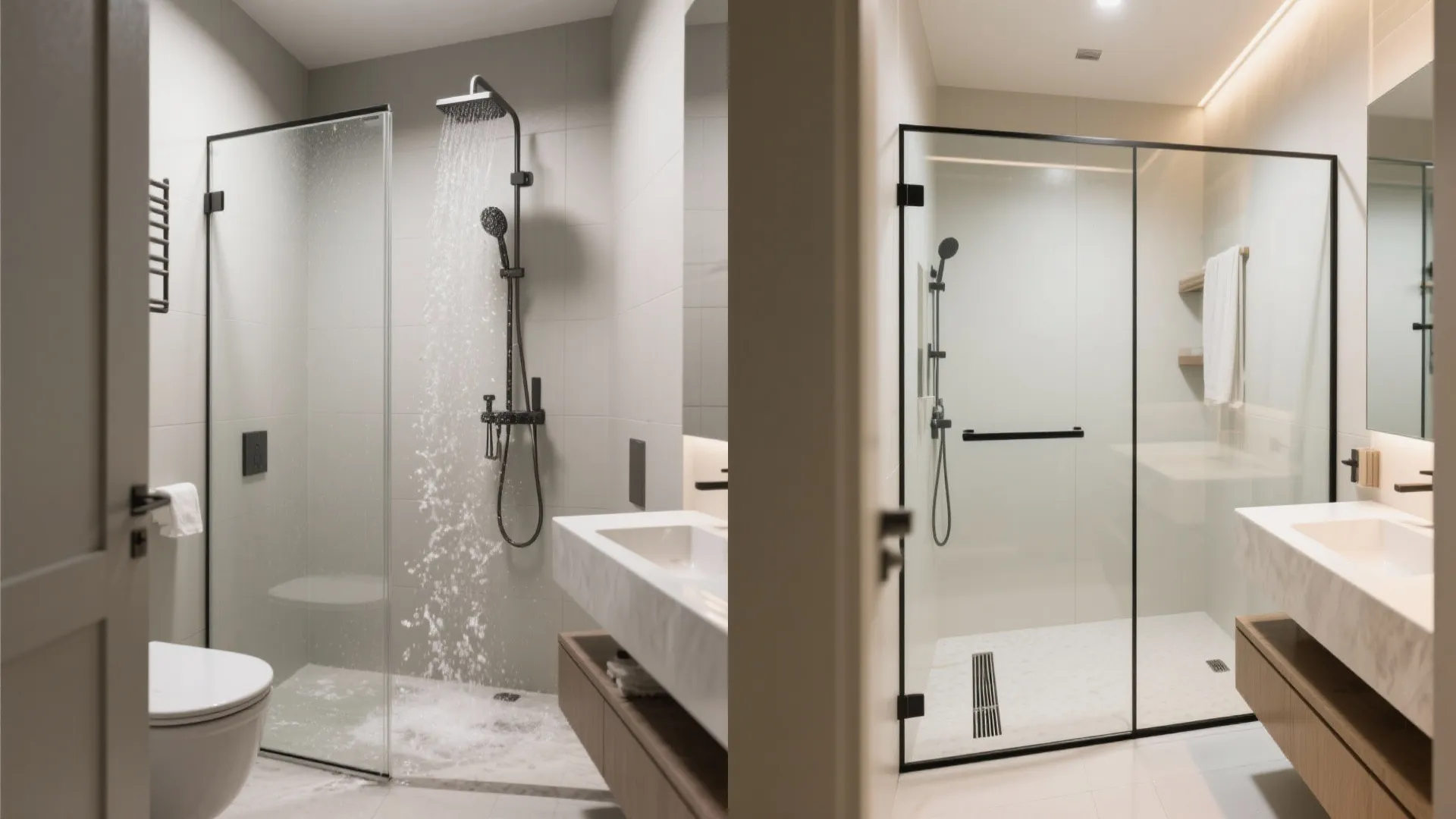 3) Glass Partitions and Wet-Zone Zoning