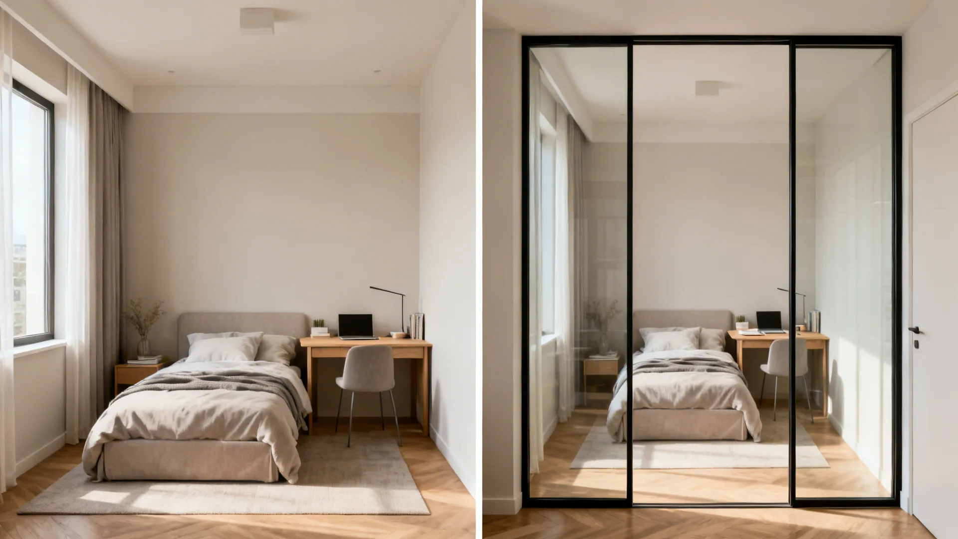 Framed Glass Partition with Sliding Door