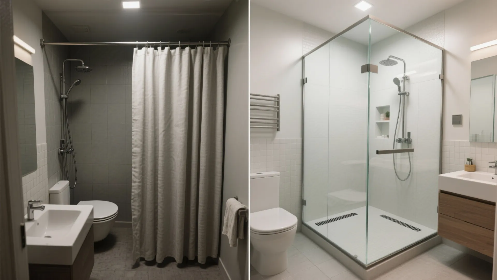 Frameless Glass Wet/Dry Zoning to Keep the Room Airy