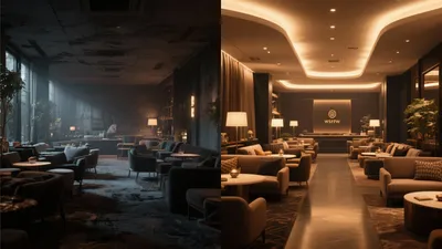 Before & After: Luxury Lounge Transformation with Warm Lighting & Modern Comfort