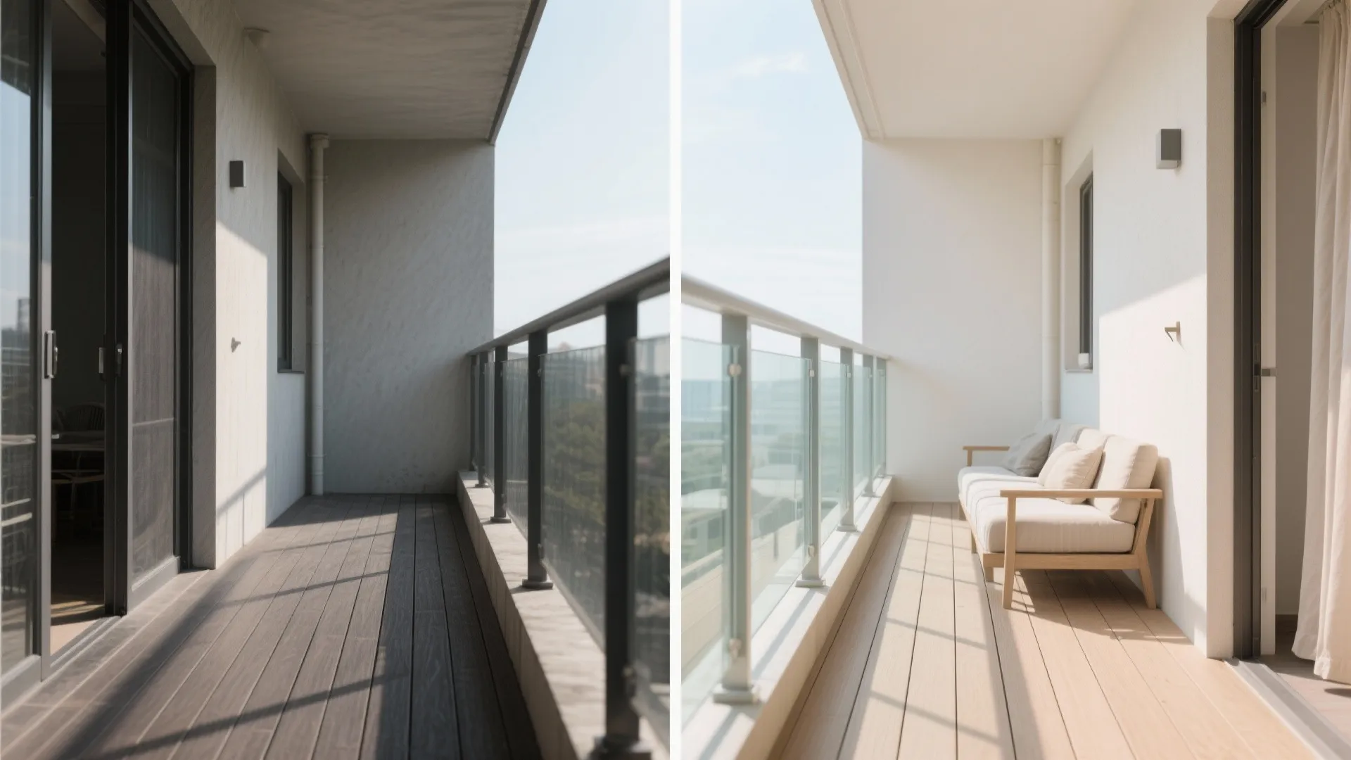 3) Light Palette + Glass Railing to Boost Openness