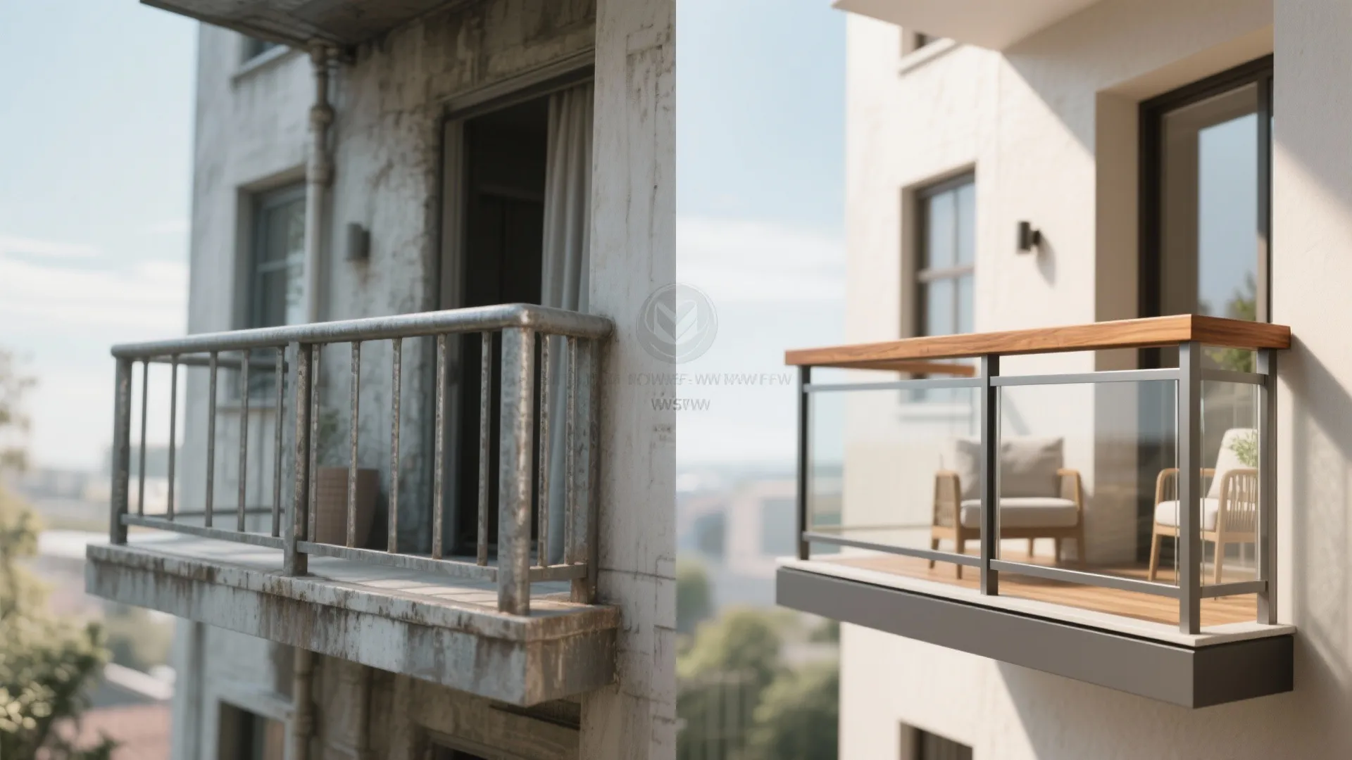 Mixed Materials: Wood Top Rails with Metal or Glass