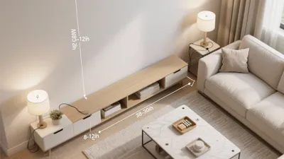 Modern Living Room Layout with Measured Furniture Placement