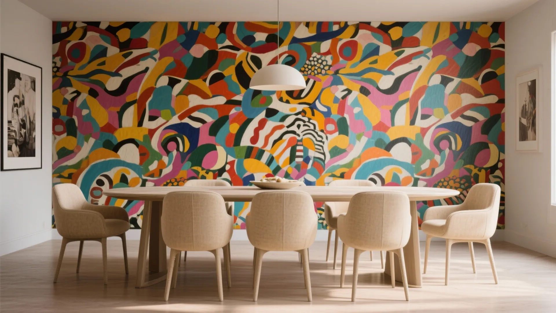 5. Beige with Bold Art or Accent Wall