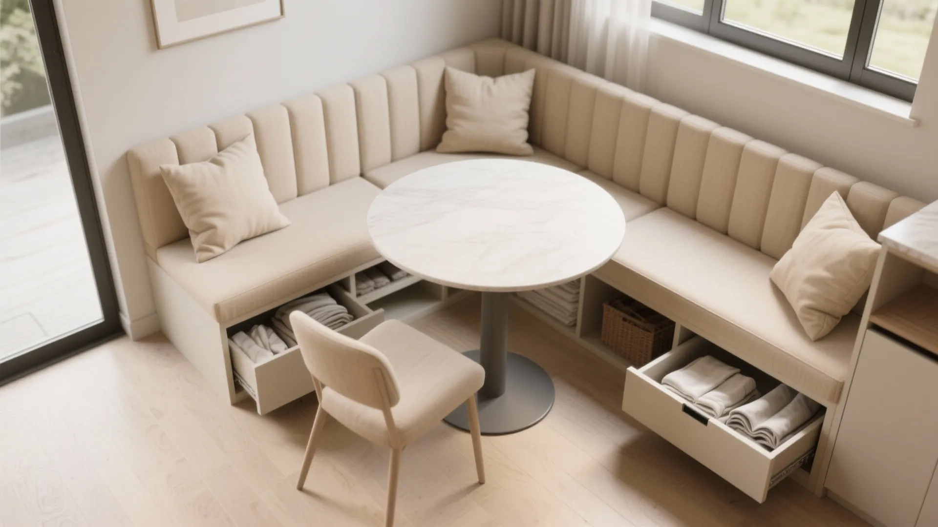 5. Multi-Functional Beige Dining Set for Small Spaces