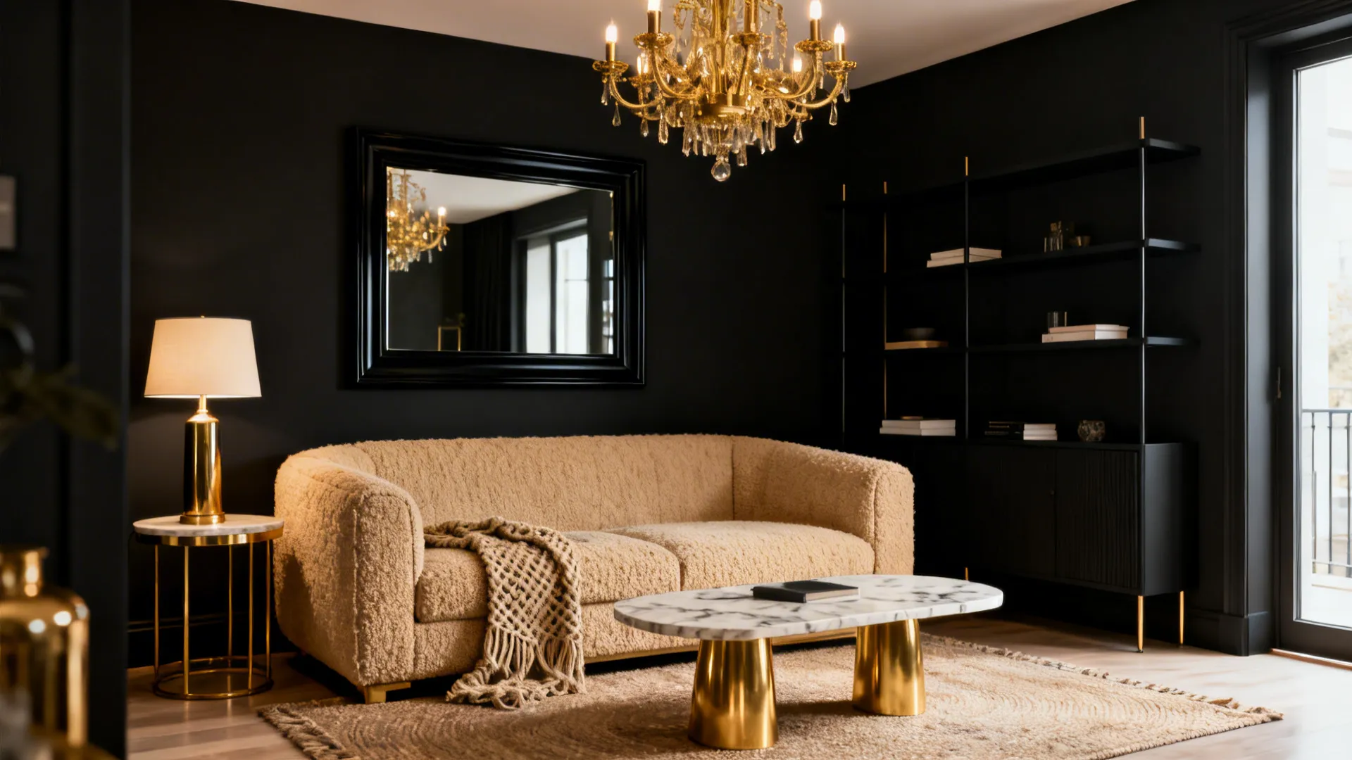Beige Black Gold Living Room Ideas — 5 Inspo: How to design a chic beige, black, and gold living room with small-space tricks I’ve learned