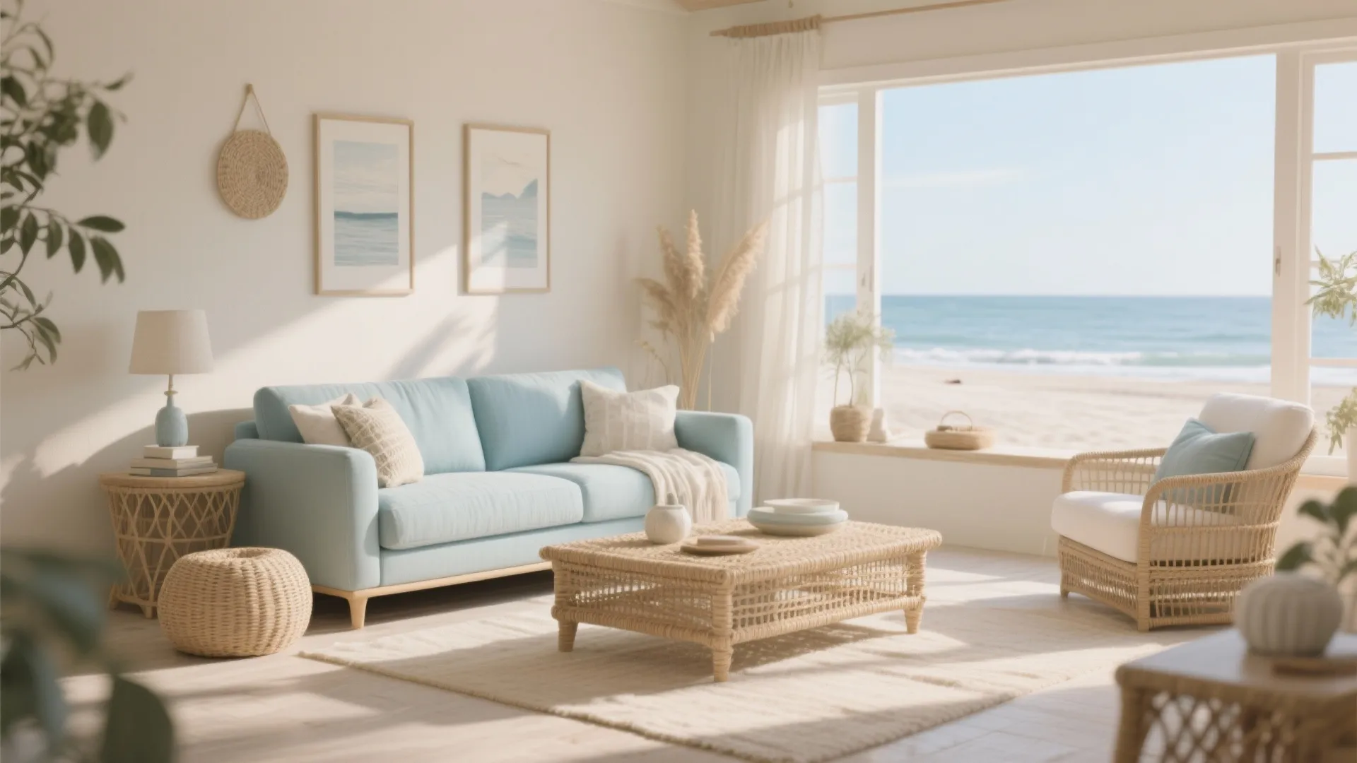 10. Beige & Blue Coastal Style