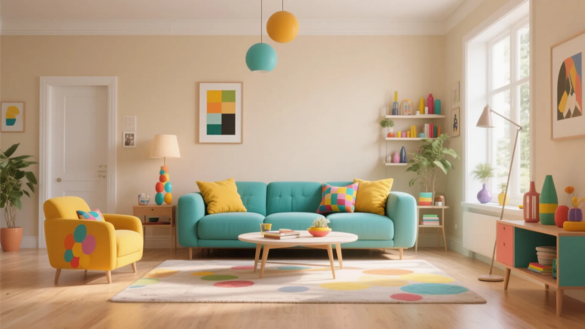 10. Beige with Pops of Bold Color