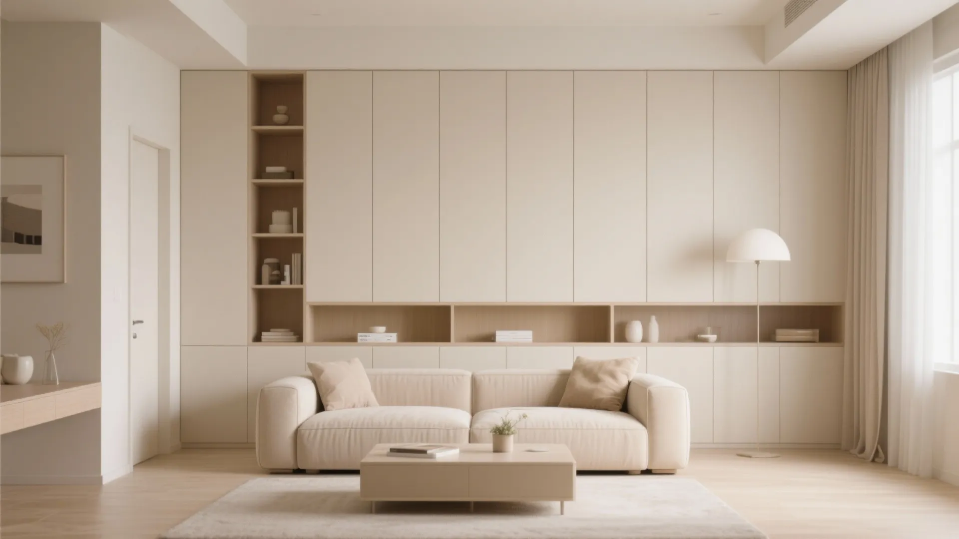 7. Beige Built-in Storage