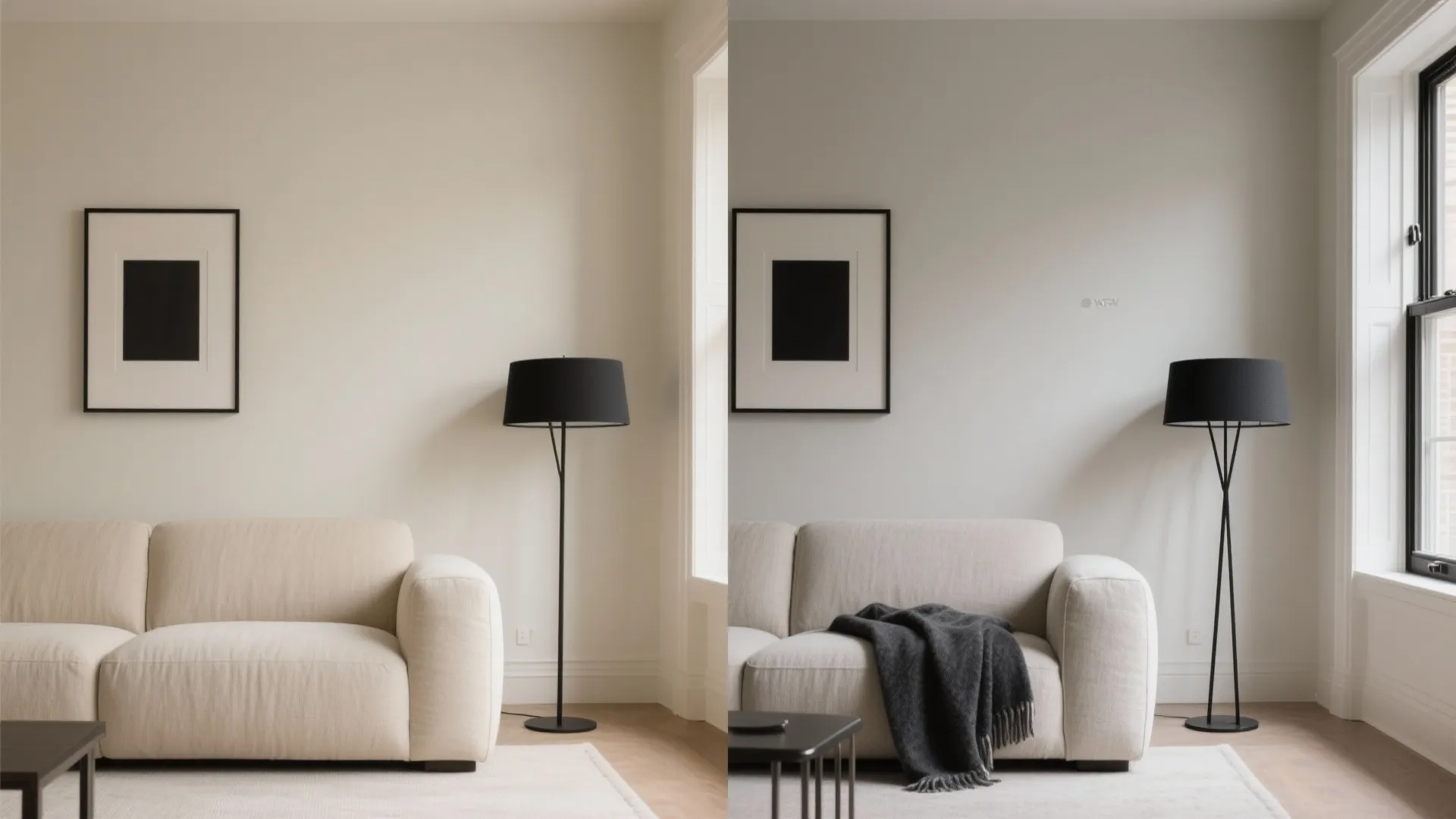 Beige with Charcoal or Black Contrast