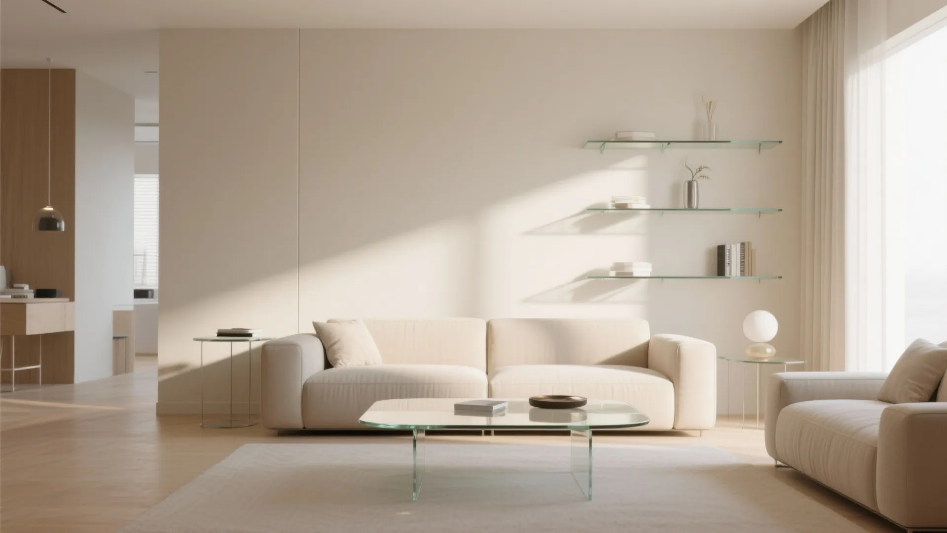 8. Beige Walls with Glass Elements