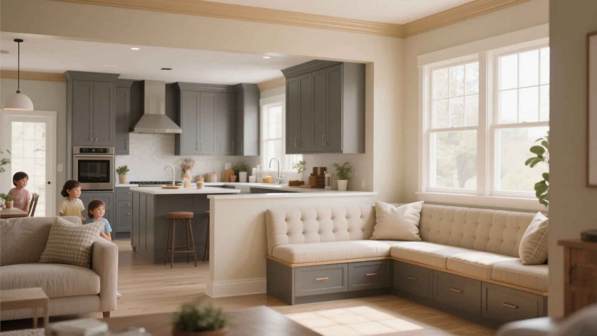 2. Warm Beige Base with Cool Gray Accents