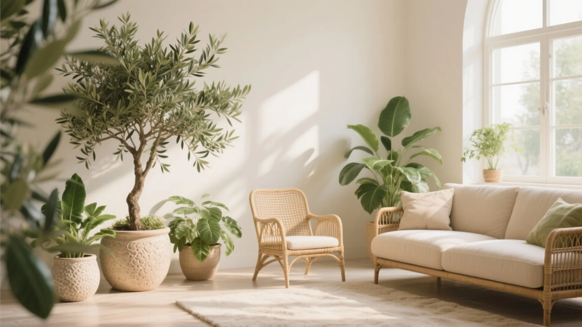 5. Beige with Greenery