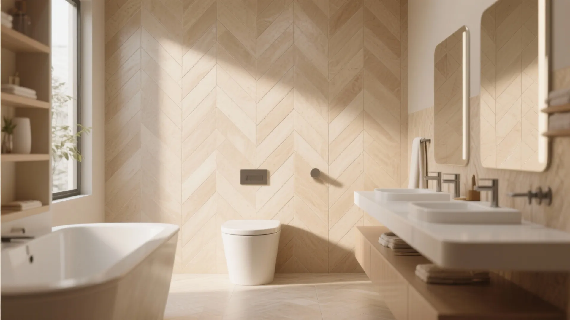 3. Herringbone Neutral Tones