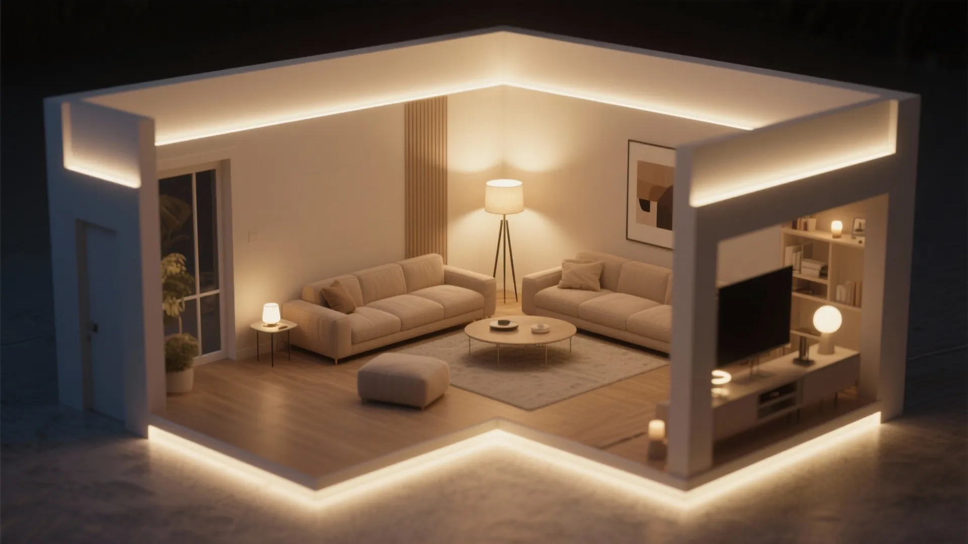 9. Beige and Cozy Lighting Layers