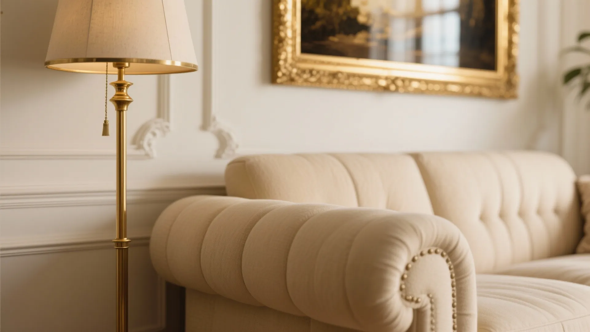 10. Beige Couch with Metallic Highlights