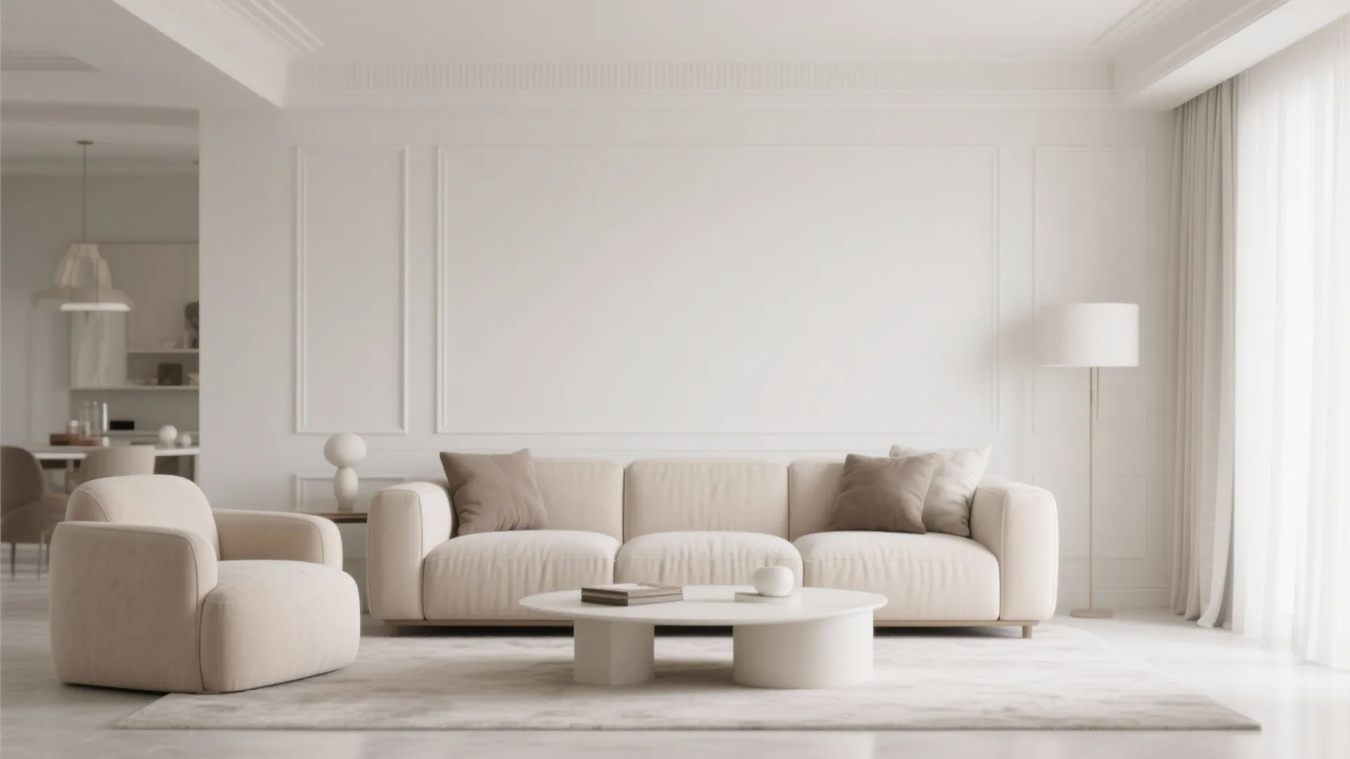 8. Beige Couch with Monochrome Decor
