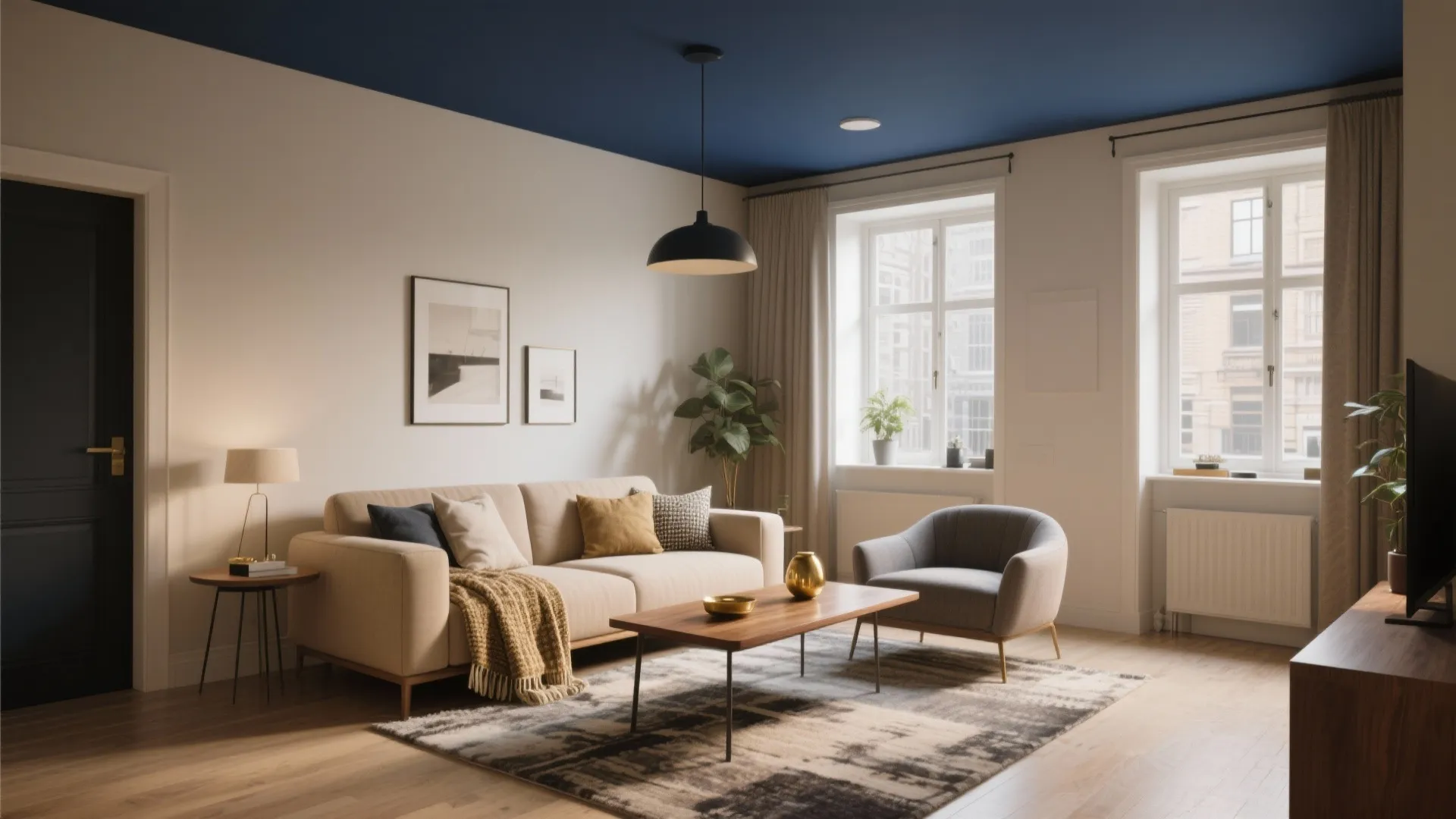 Beige & Navy Living Room Ideas: Stylish beige and navy blue living room ideas with 5 practical inspirations