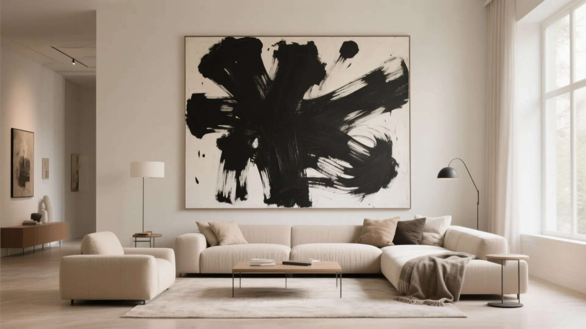 7. Beige with Statement Art