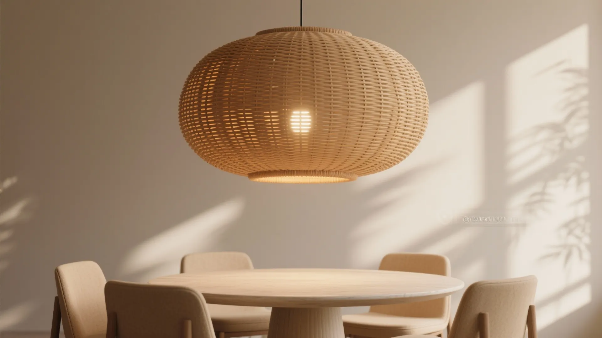 4. Statement Light over Simple Beige Set
