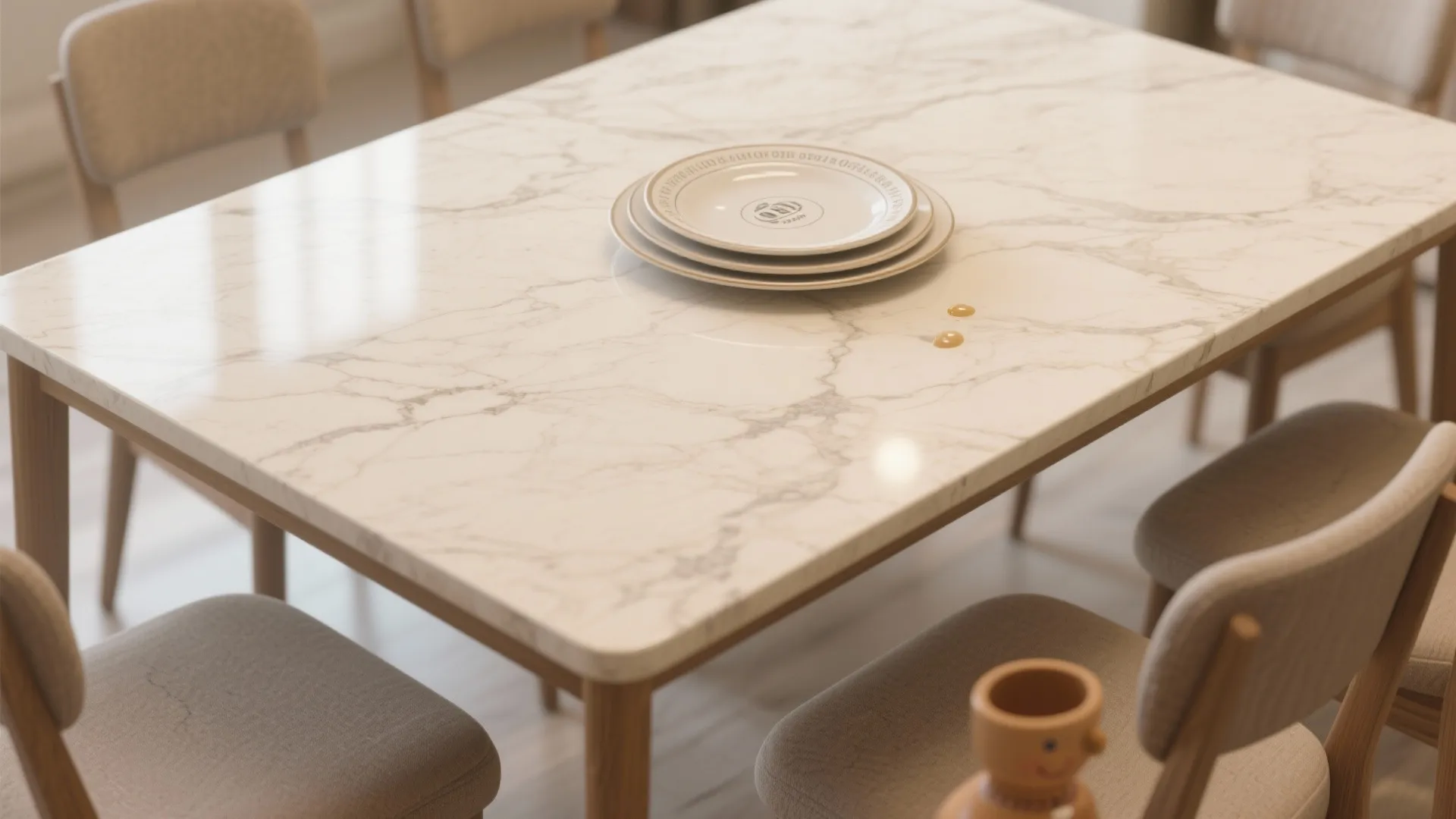 3. Beige stone top for durability and elegance