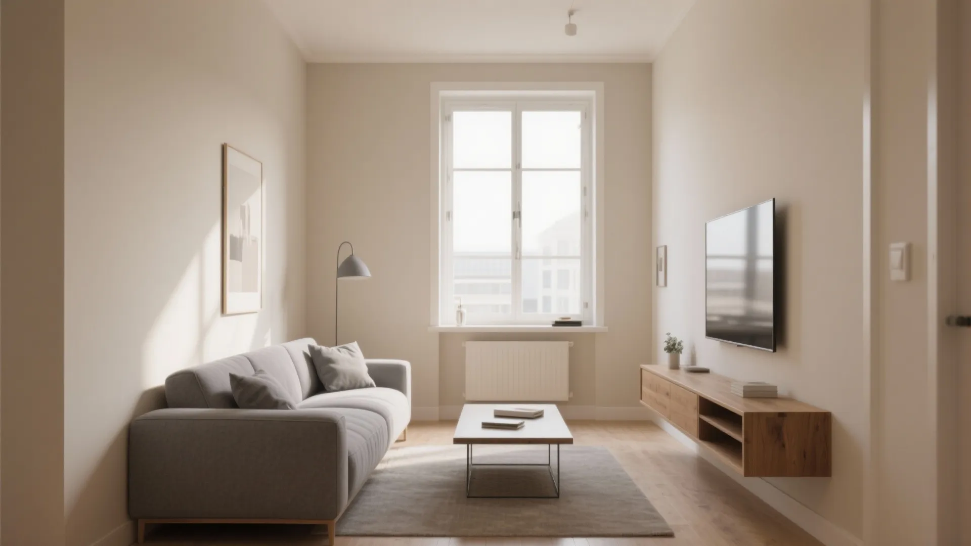 2. Warm Beige Walls, Cool Grey Accents