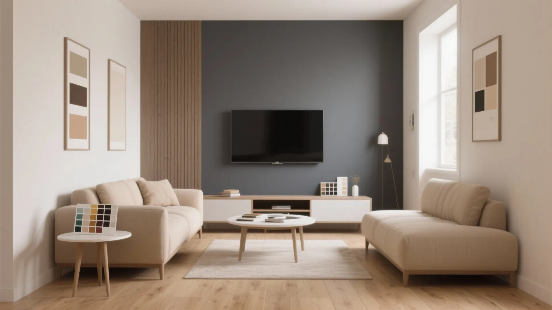 3. Beige Walls, Grey Focal Wall